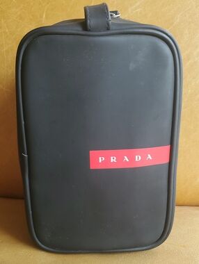 Prada Black Toiletry Cosmetic Shaving Kit Makeup Pouch Bag